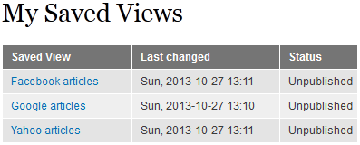 My Saved Views